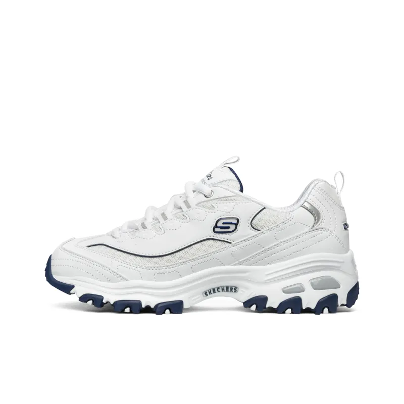 Skechers D'LITES 1.0 Slip Resistant Cushioning Low Top Chunky Sneakers Women's White Blue-1