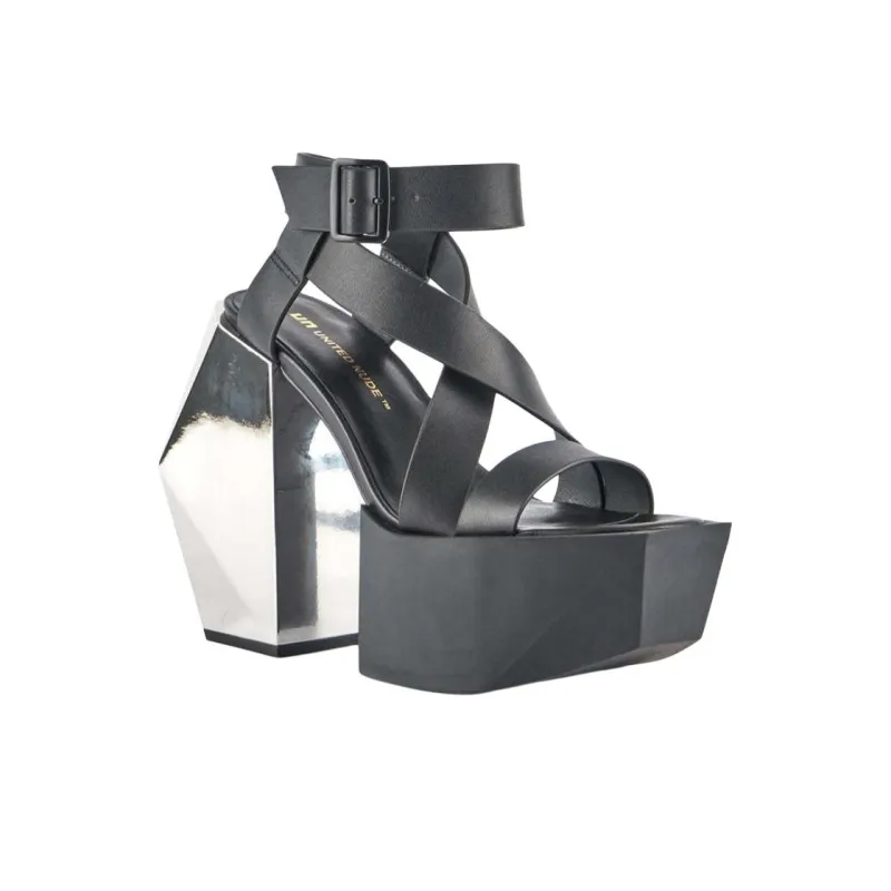 UNITED NUDE Stage Sandal Strap Sandals 15cm Women's Black Silver-2