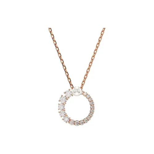 Swarovski Matri Synthetic Cubic Zirconia Faux Crystal Faux Pearl Necklaces Women's Rose Gold