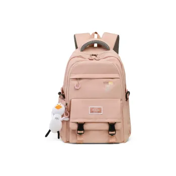 Kevin Cohen Nylon Fabric Backpack Laptop Bag Travel Bag Regular Women's Pink