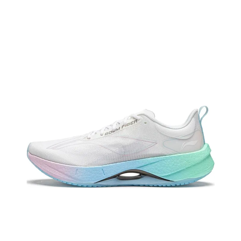 LiNing Super Light 21 Cushioned Slip Resistant Abrasion Resistant Breathable Low Top Running Shoes Women's White Blue-0