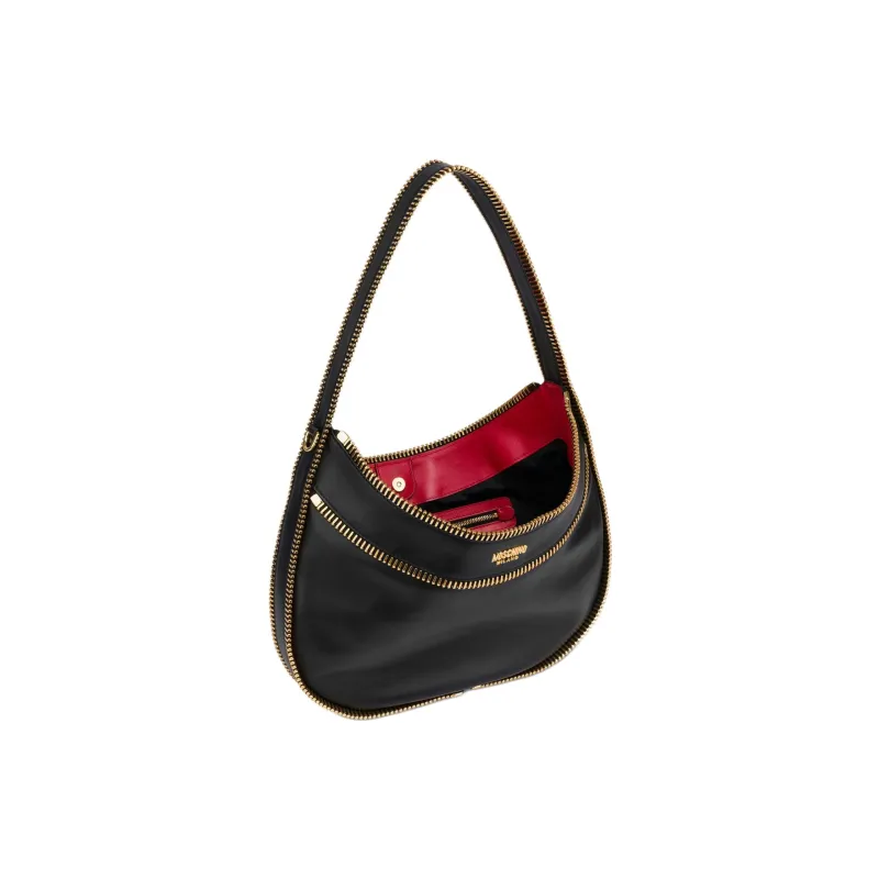 MOSCHINO Calfskin Hobo Bag Handbag Women's Black-1
