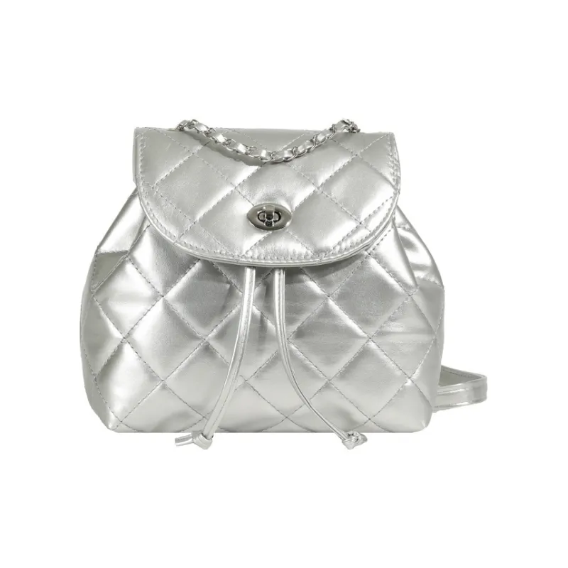 Bywhich PU Backpack Regular Women's Silver/Black/White-0