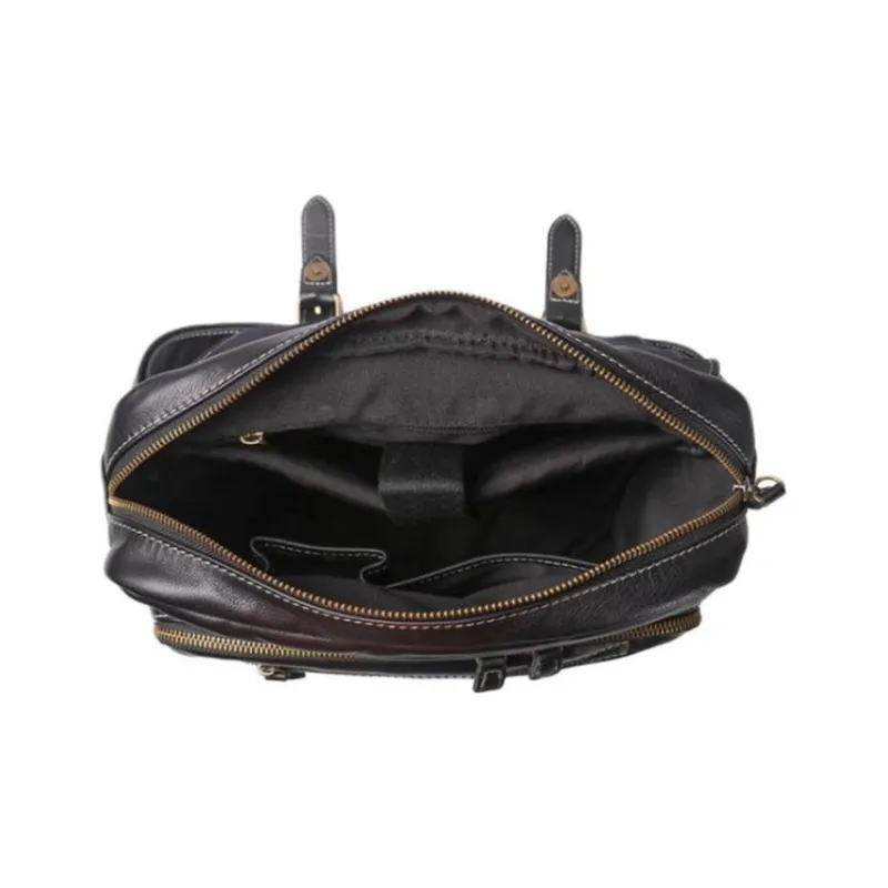 LARTIGENT Cow Leather Large Capacity Portable Computer Backpack Regular Men's Black-4