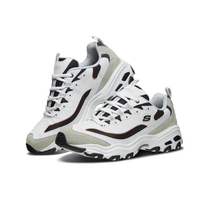 Skechers D'LITES 1.0 Anti Slip Wear Resistant Low Top Chunky Sneakers Men's White Gray-3