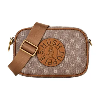 Hush Puppies Synthetic Leather Camera Bag, Shoulder Bag, Crossbody Bag Medium Size Women's Khaki