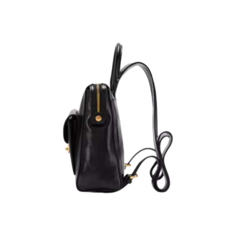 Hush Puppies Cow Leather Bonded Synthetic Leather Backpack Small Size Women's Black/Brown-1