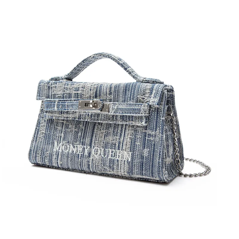 MQ Fabric One Shoulder Handbags Regular Women's Denim Blue-4