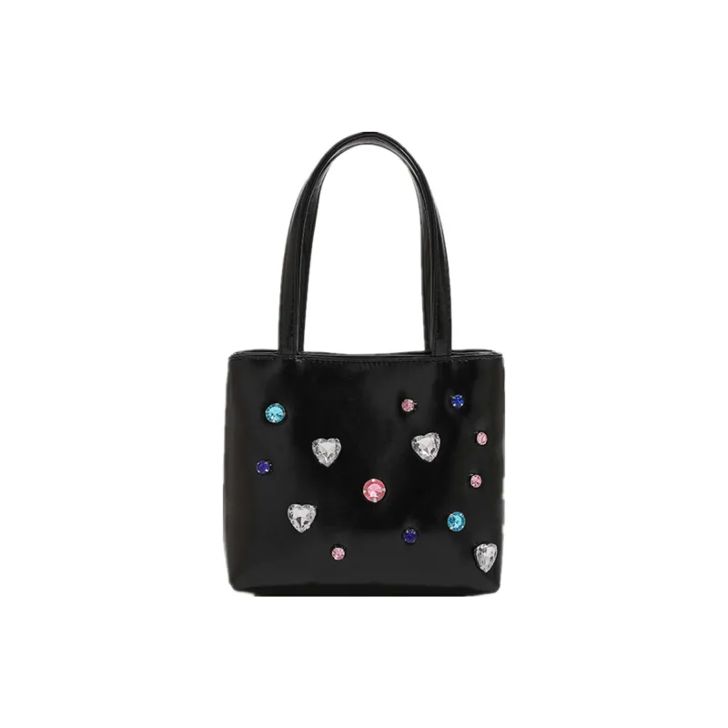 DALO Artificial Leather Tote Bag, Shopping Bag, Handbag, Shoulder Bag Women's Silver/Black-5
