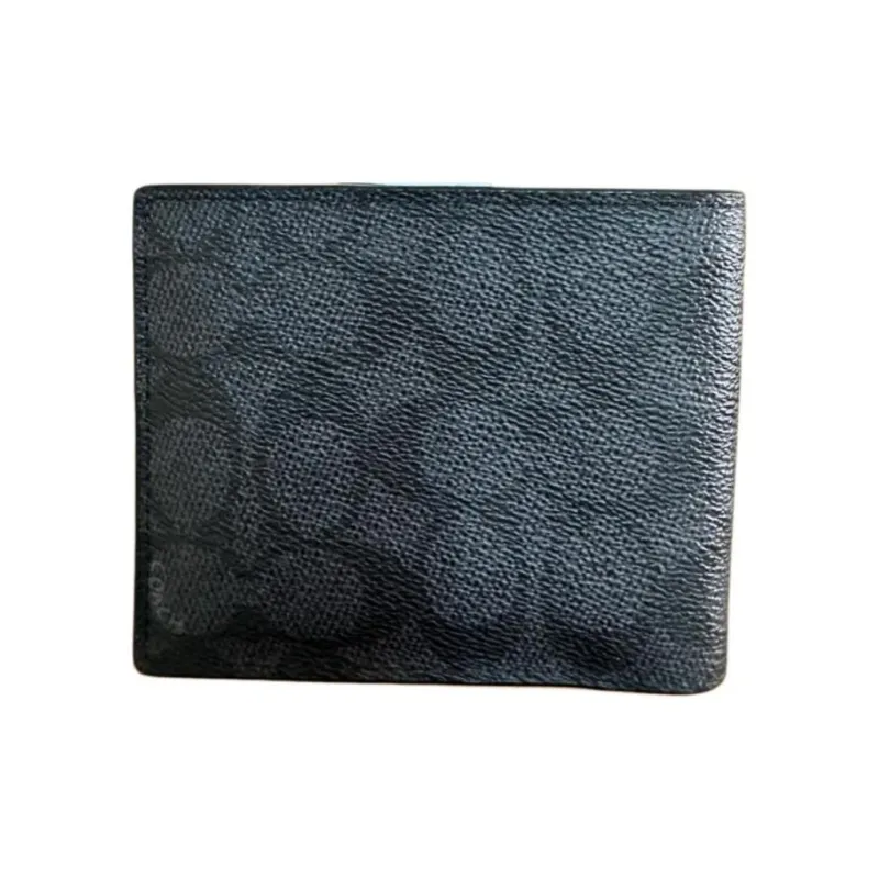 COACH 3 IN 1 Wallet Coated Canvas With Calfskin Wallet Men's Gray Blue-3
