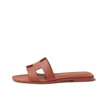HERMES Oran Slide Slippers Women's Dark Orange