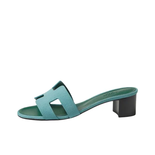 HERMES Oasis Slide Slippers 5cm Women's Green
