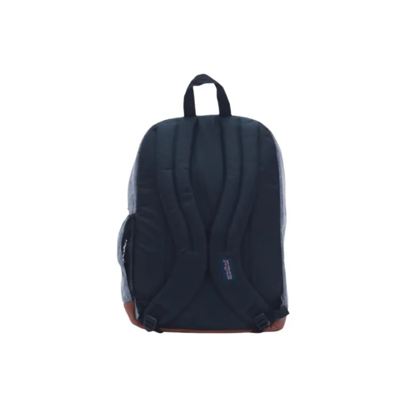 JanSport Fabric With Leather Backpack Large Size Unisex Dark Gray-2