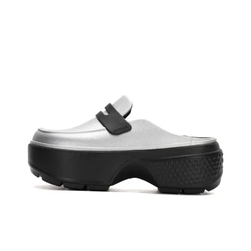 Crocs Abrasion Resistant Wrap toe Slippers Unisex Silver