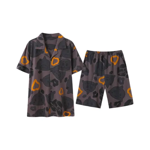 Lanza Pajama Set Men's Dark Gray Dinosaur Pocket