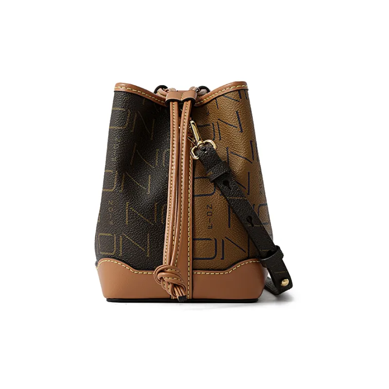 FION Artificial Leather Crossbody Bag Shoulder Bag Medium Size Women's Coffee/Caramel-2