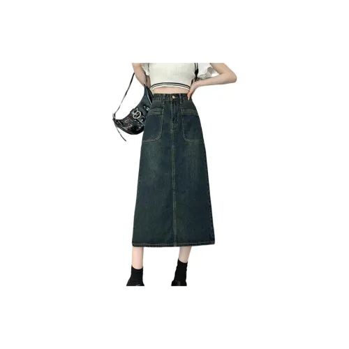 Shuhao Bai Denim Long Skirts Women's Concrete Gray