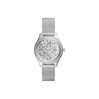 FOSSIL Rye Collection Wrist Watch Automatic Mechanical Movement Stainless Steel Strap 36mm Silver Dial Women's Watch