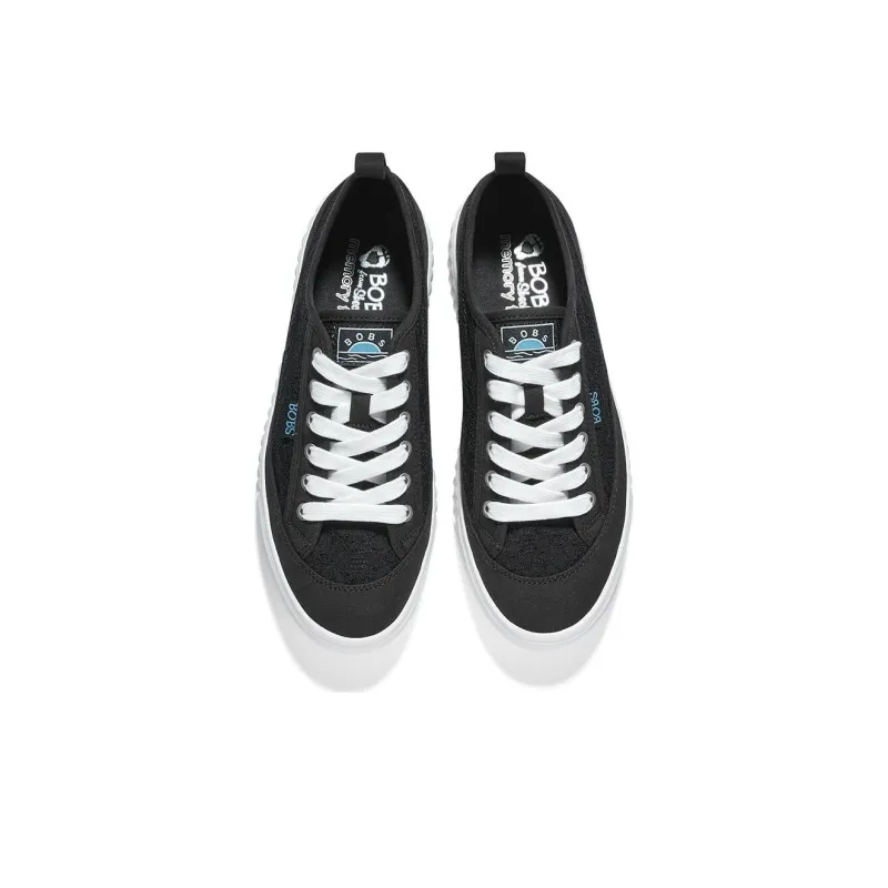 Skechers Royal Kiss Anti Slip Wear Resistant Lightweight Breathable Supportive Low Top Canvas Shoes Women's Black White-2