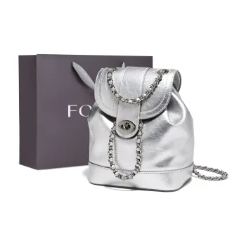FOXER Synthetic Leather Backpack Women's Silver