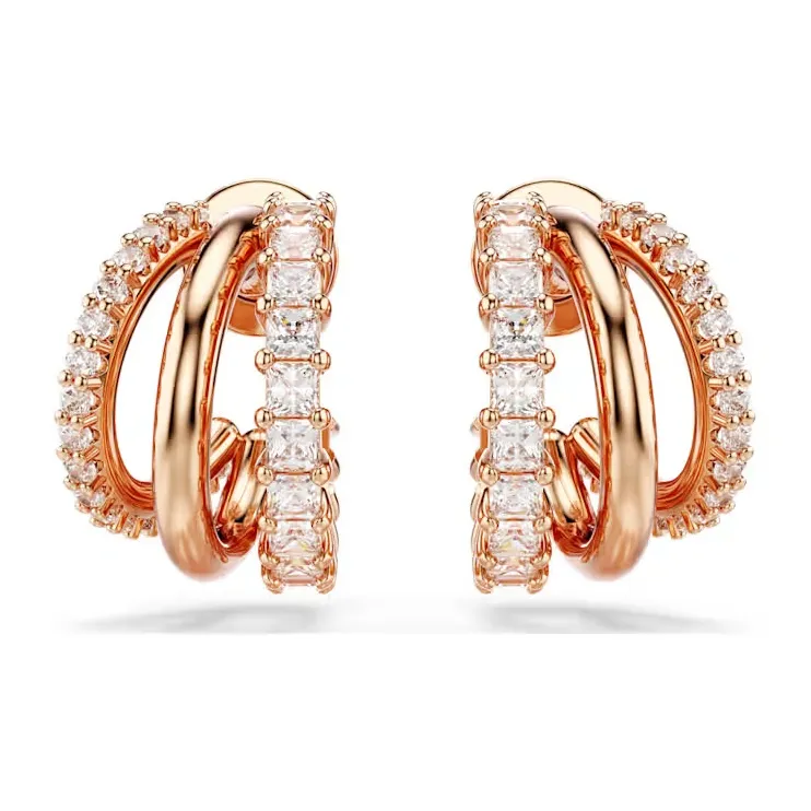 Swarovski Synthetic Cubic Zirconia Earrings Women's Rose Gold Tone-1