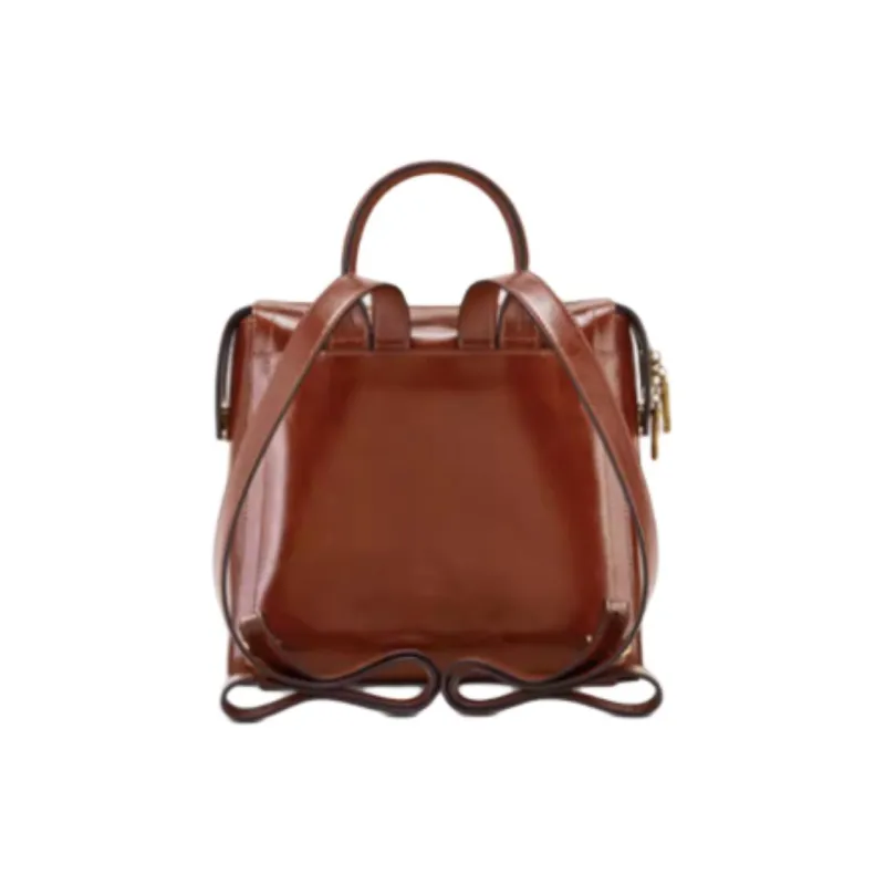 Hush Puppies Cow Leather Bonded Synthetic Leather Backpack Small Size Women's Black/Brown-9