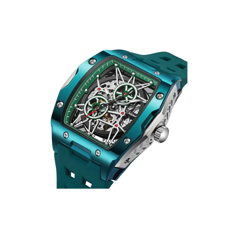 Dulunwe Linker Collection Automatic Mechanical Movement Rubber Strap Watch Men's Watches White Dial-2
