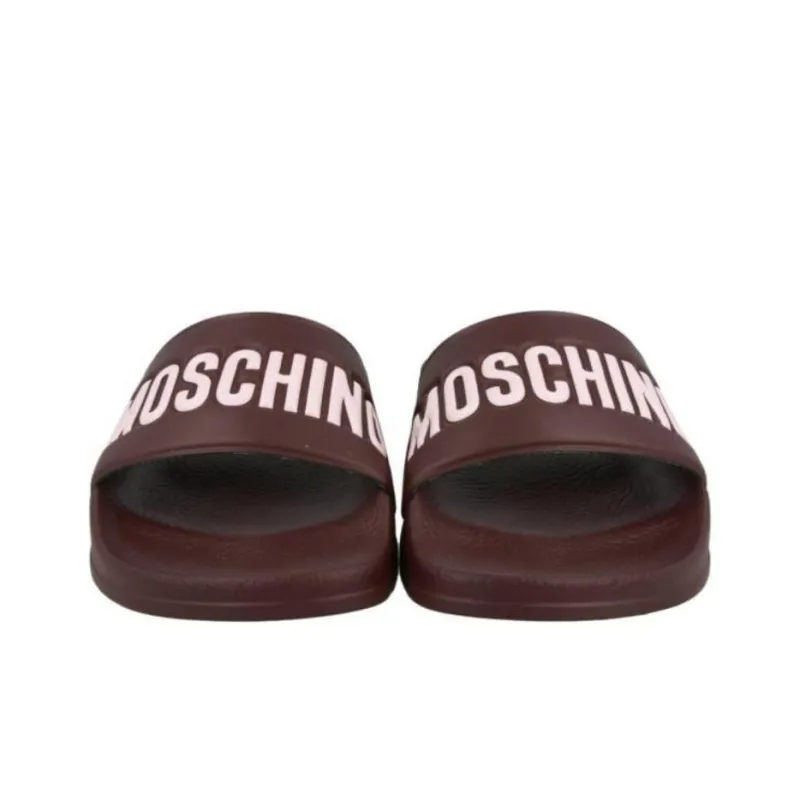 MOSCHINO Slide Slippers Women's Maroon-4