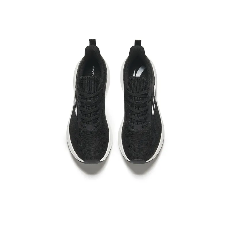 Anta Running Collection Cushioning Slip Resistant Low Top Running Shoes Men's Black White-2