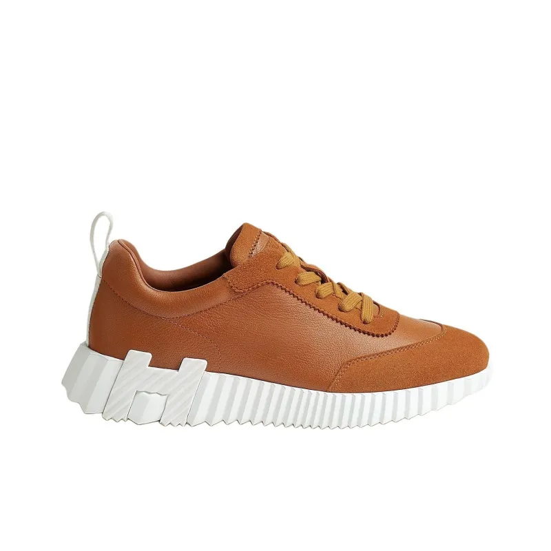 HERMES Bouncing Low Top Casual Shoes Women's Brown-1