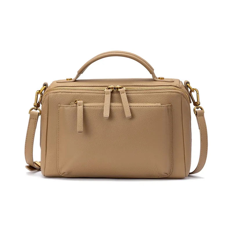 ROBERTA DI CAMERINO Cow Leather Mom Bag, Portable Crossbody Bag, Shoulder Bag Regular Women's Black/Khaki-7