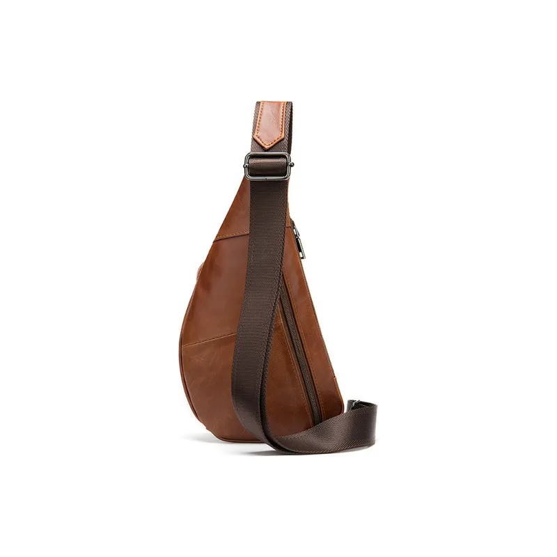 DOSRFINI Top Grain Cow Leather One Shoulder Crossbody Sling Bags Regular Men's Brown/Black/Coffee-1