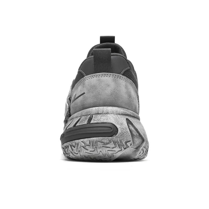 Warrior Lightweight Height Increasing Low Top Chunky Sneakers Unisex Distressed Dirty Gray-3