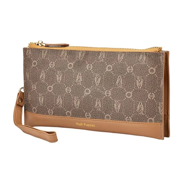 Hush Puppies PVC Wallets Clutches Medium Size Women's Khaki/Beige Apricot-1
