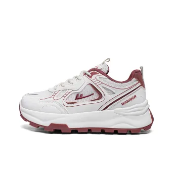 Warrior Students Platform Chunky Sneakers Lightweight And Breathable Low Top Casual Shoes Women's Beige Rose Red