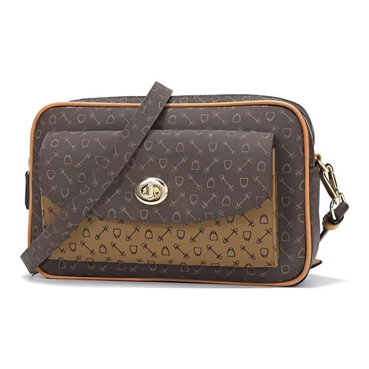 Why Artificial Leather Shoulder Bag, Crossbody Bag Medium Size Women's Coffee With Caramel/Milk Tea With Rice-1
