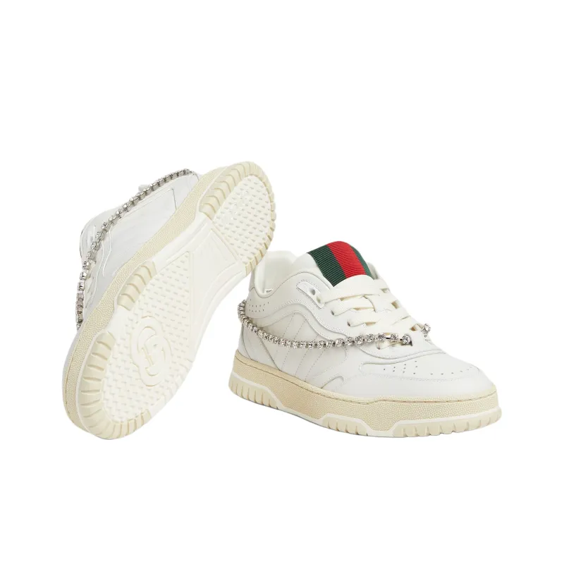 GUCCI Women's Re Web Sneaker 'White Crystal Chain' Women's-4