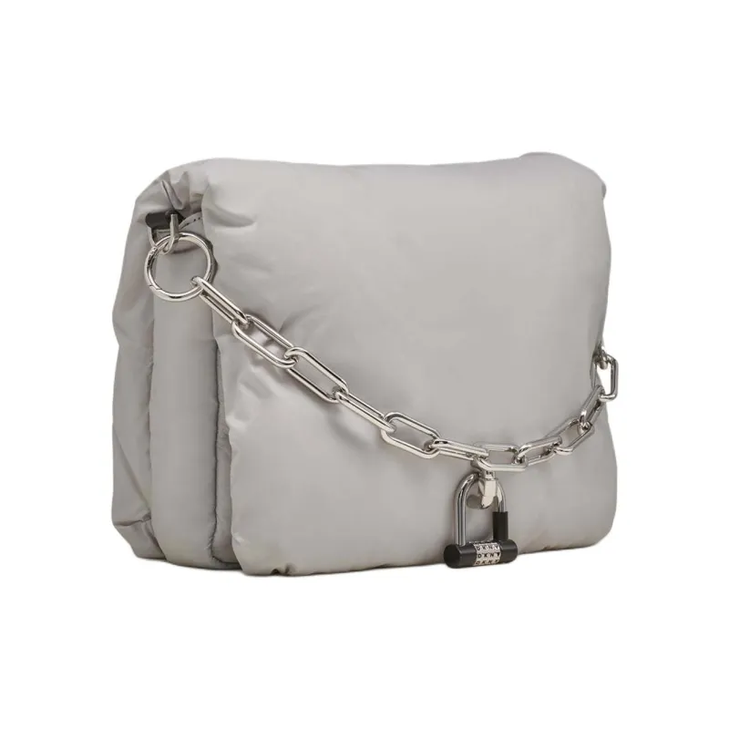 DKNY Nylon Shoulder Bag Crossbody Bag Large Size Women's Gray-1