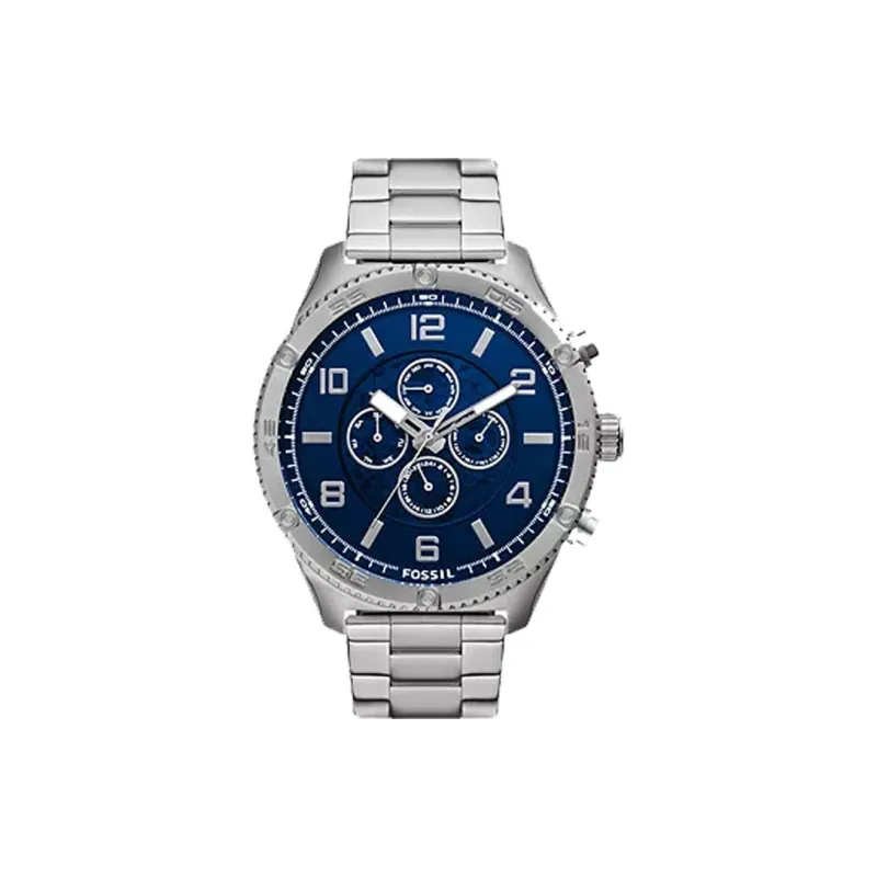 FOSSIL Wrist Watch Automatic Mechanical Movement Stainless Steel Strap 50mm Blue Dial Men's Watches-0
