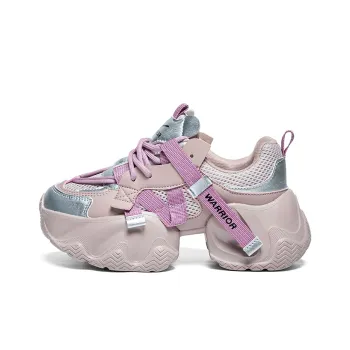 Warrior Abrasion Resistant, Breathable, Lightweight, Height Increasing Low Top Chunky Sneakers Women's Purple Silver