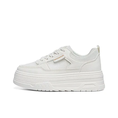 Warrior Student Platform White Sneakers Lightweight And Breathable Low Top Skateboard Shoes Women's Beige