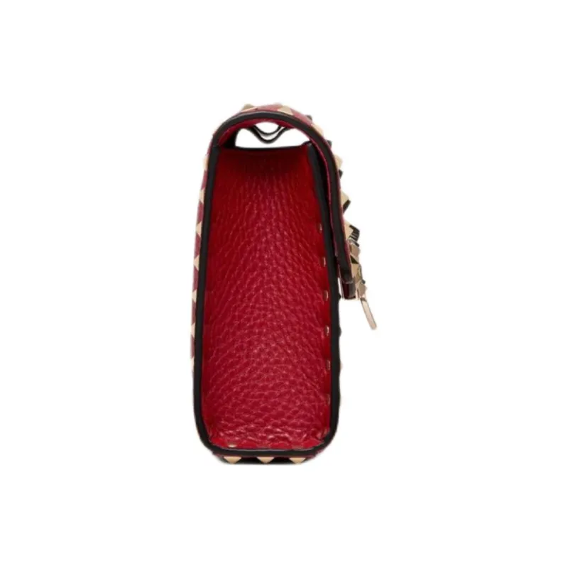 Valentino Rockstud Grain Calfskin Crossbody Bag, Shoulder Bag Women's Red-2