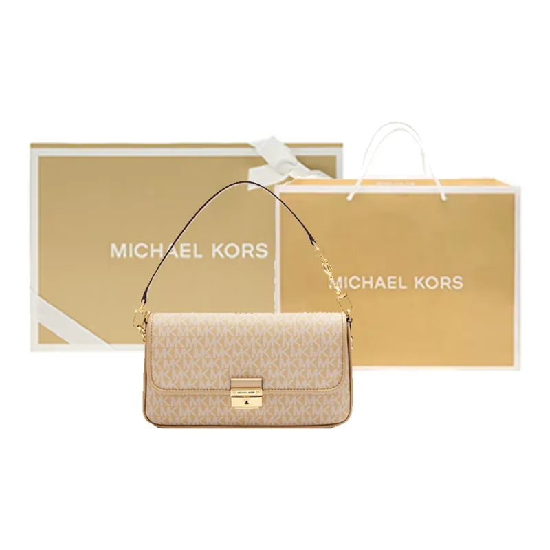 MICHAEL KORS Bradshaw Leather Shoulder Bag Trumpets Women's Camel-7