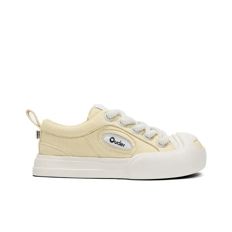 Ouder Smiler Skateboard Shoes Unisex Low Top White-1