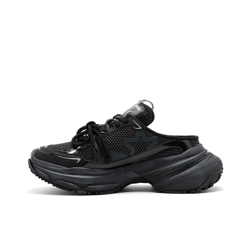STARTER Chunky Open Heel Slippers Low Top Chunky Sneakers Women's Black-0