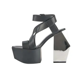 UNITED NUDE Stage Sandal Strap Sandals 15cm Women's Black Silver