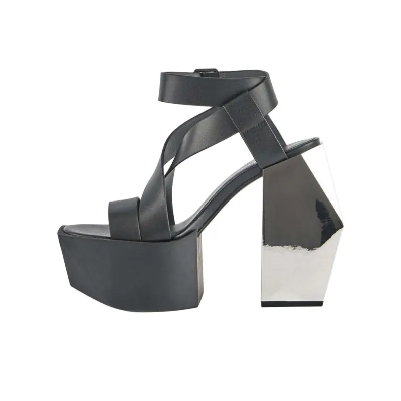 UNITED NUDE Stage Sandal Strap Sandals 15cm Women's Black Silver-0