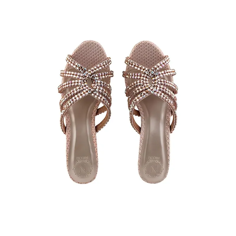 NICOLI Slide Slippers 7cm Women's Pink-4