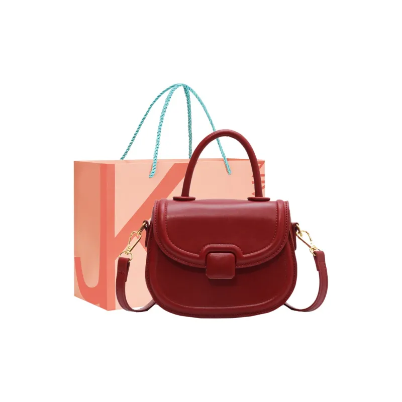 JANE KLAIN PU Saddle Bag Crossbody Handbag Small Size Women's Red/Black/Ecru-0
