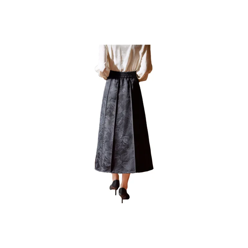 Hang Yi Court Casual Long Skirts Women's Black-1
